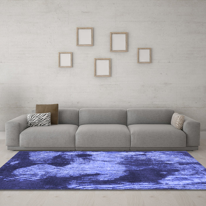 Machine Washable Abstract Blue Modern Rug in a Living Room, wshabs989blu