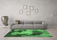 Machine Washable Abstract Emerald Green Modern Rug, wshabs989emgrn