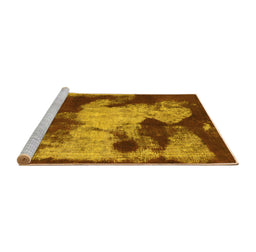 Sideview of Machine Washable Abstract Yellow Modern Rug, wshabs989yw