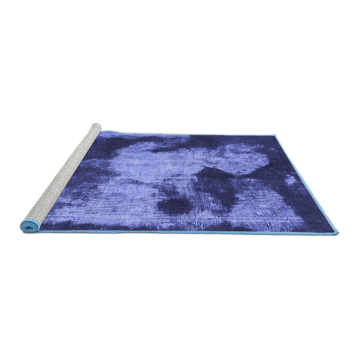 Sideview of Machine Washable Abstract Blue Modern Rug, wshabs989blu
