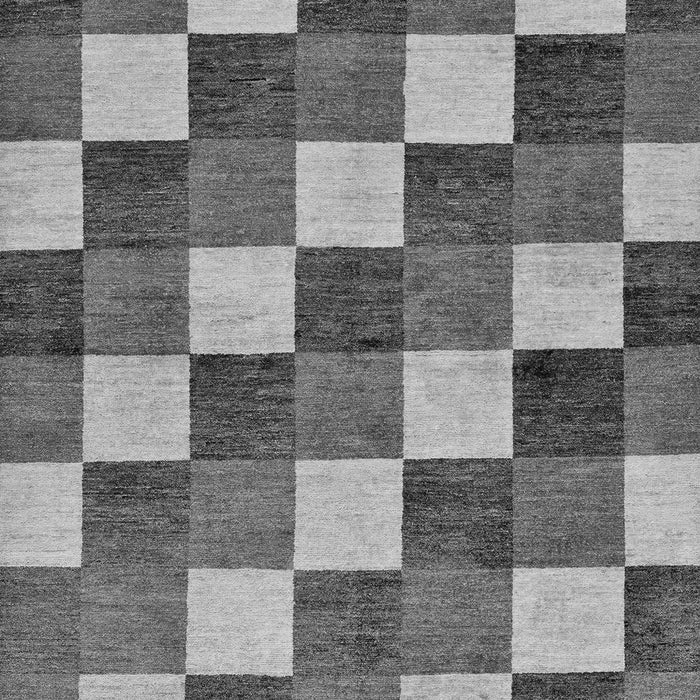 Machine Washable Checkered Gray Modern Rug, wshabs98gry