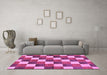 Machine Washable Checkered Purple Modern Area Rugs in a Living Room, wshabs98pur