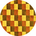 Round Machine Washable Checkered Yellow Modern Rug, wshabs98yw