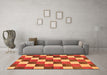 Machine Washable Checkered Orange Modern Area Rugs in a Living Room, wshabs98org