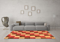 Machine Washable Checkered Orange Modern Rug, wshabs98org