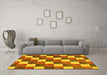 Machine Washable Checkered Yellow Modern Rug in a Living Room, wshabs98yw