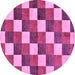 Round Machine Washable Checkered Purple Modern Area Rugs, wshabs98pur