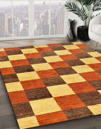 Abstract Yellow Checkered Rug, abs98