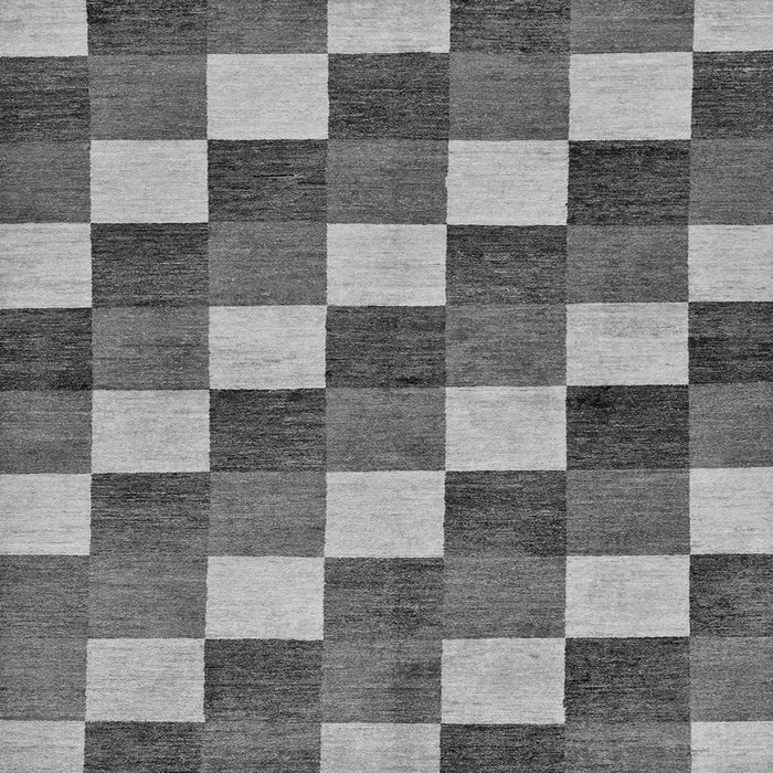 Square Machine Washable Checkered Gray Modern Rug, wshabs98gry