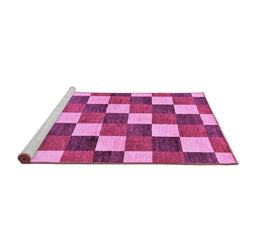 Sideview of Machine Washable Checkered Purple Modern Area Rugs, wshabs98pur