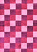 Machine Washable Checkered Pink Modern Rug, wshabs98pnk