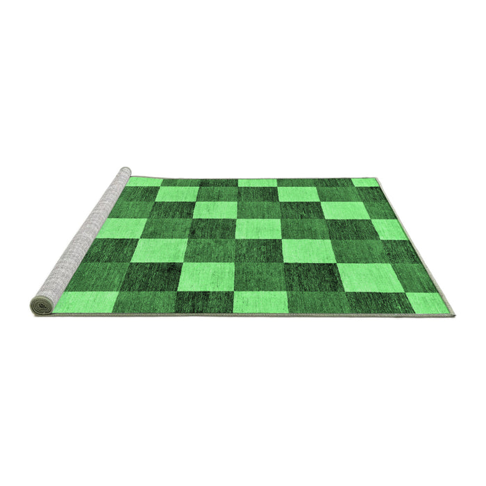 Sideview of Machine Washable Checkered Emerald Green Modern Area Rugs, wshabs98emgrn