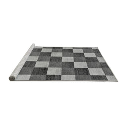 Sideview of Machine Washable Checkered Gray Modern Rug, wshabs98gry