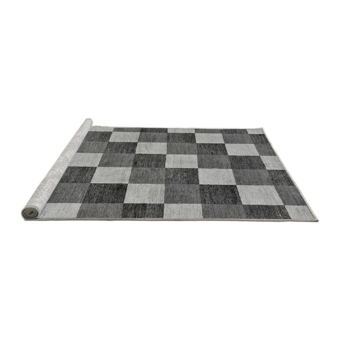 Sideview of Machine Washable Checkered Gray Modern Rug, wshabs98gry