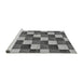 Sideview of Machine Washable Checkered Gray Modern Rug, wshabs98gry