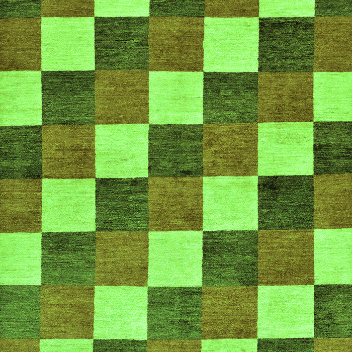 Machine Washable Checkered Green Modern Area Rugs, wshabs98grn