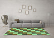 Machine Washable Checkered Turquoise Modern Area Rugs in a Living Room,, wshabs98turq