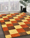 Abstract Yellow Checkered Rug in Family Room, abs98