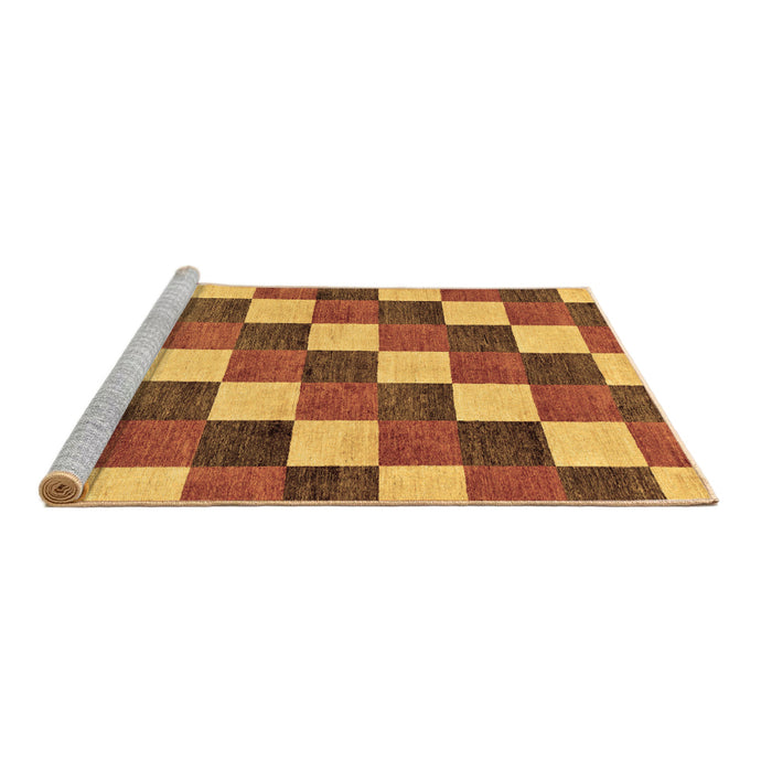 Sideview of Machine Washable Checkered Brown Modern Rug, wshabs98brn