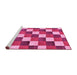 Sideview of Machine Washable Checkered Pink Modern Rug, wshabs98pnk