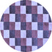 Round Checkered Blue Modern Rug, abs98blu