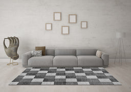 Machine Washable Checkered Gray Modern Rug in a Living Room,, wshabs98gry