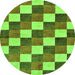 Round Checkered Green Modern Rug, abs98grn