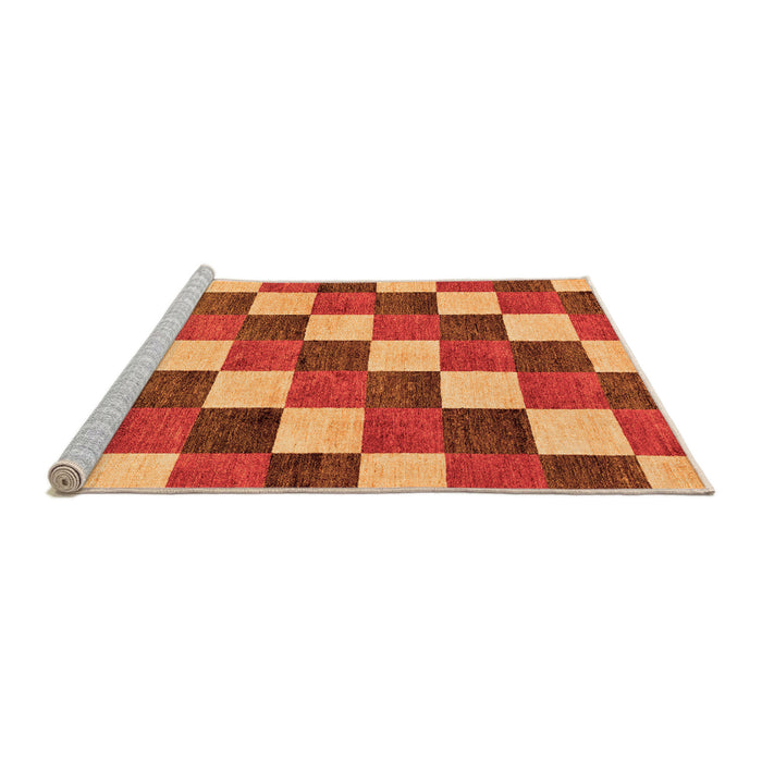 Sideview of Machine Washable Checkered Orange Modern Area Rugs, wshabs98org