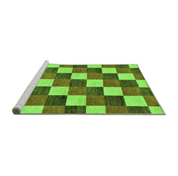 Sideview of Machine Washable Checkered Green Modern Area Rugs, wshabs98grn