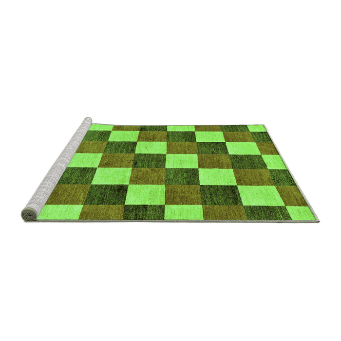 Sideview of Machine Washable Checkered Green Modern Area Rugs, wshabs98grn