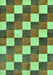 Machine Washable Checkered Turquoise Modern Area Rugs, wshabs98turq