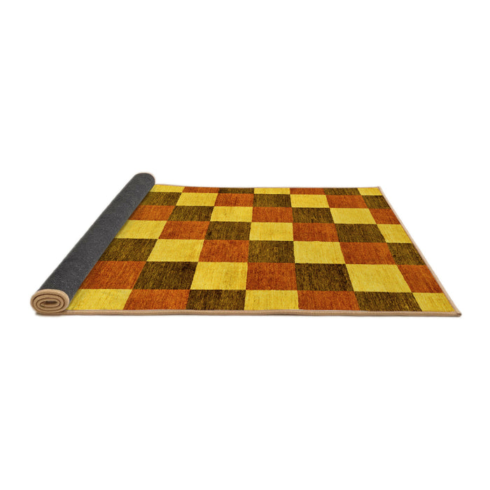 Sideview of Checkered Yellow Modern Rug, abs98yw