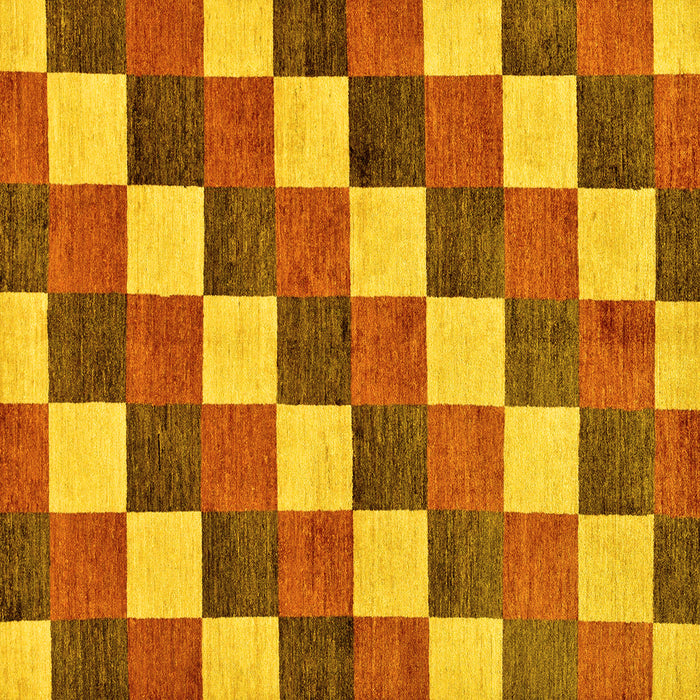 Square Checkered Yellow Modern Rug, abs98yw