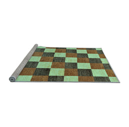 Sideview of Machine Washable Checkered Light Blue Modern Rug, wshabs98lblu