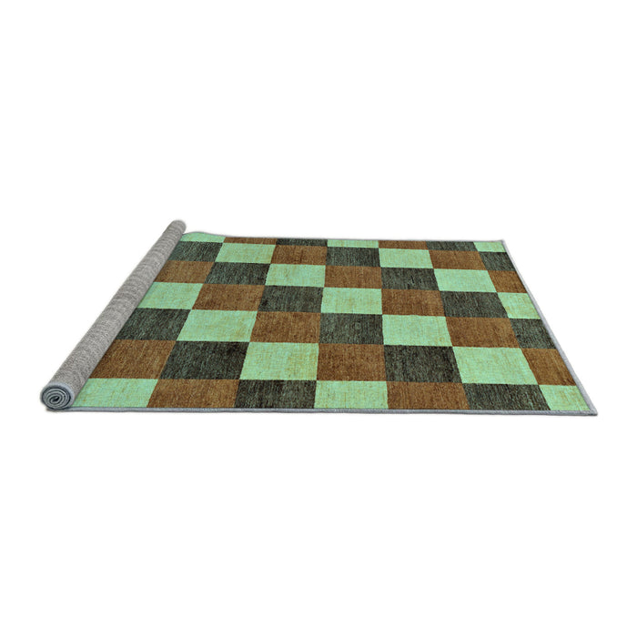 Sideview of Machine Washable Checkered Light Blue Modern Rug, wshabs98lblu