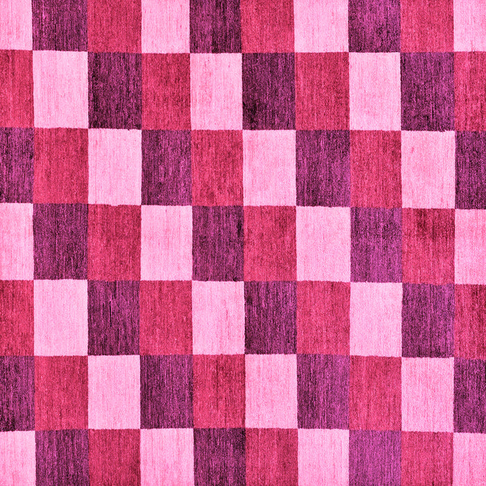 Square Machine Washable Checkered Pink Modern Rug, wshabs98pnk