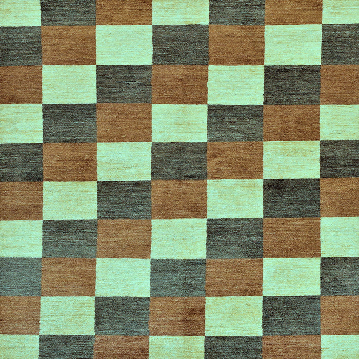 Square Machine Washable Checkered Light Blue Modern Rug, wshabs98lblu