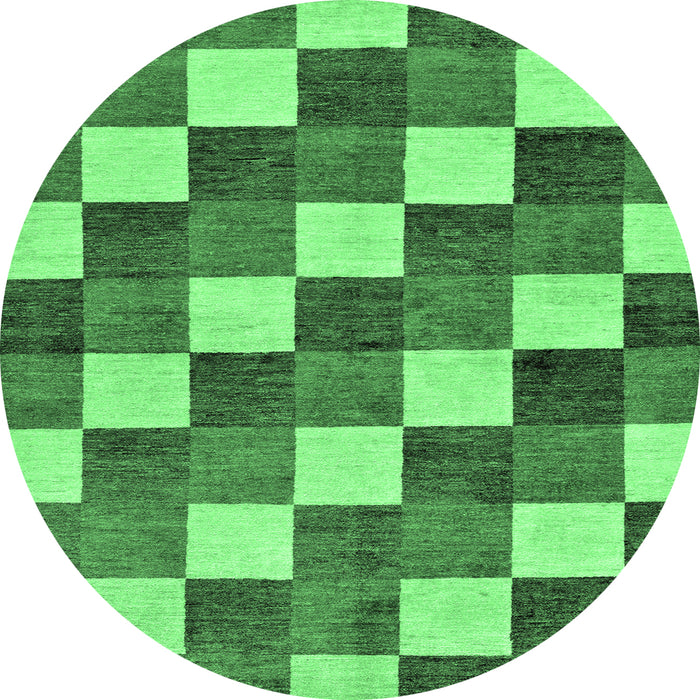 Round Checkered Emerald Green Modern Rug, abs98emgrn