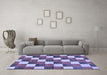 Machine Washable Checkered Blue Modern Rug in a Living Room, wshabs98blu