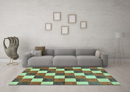 Machine Washable Checkered Light Blue Modern Rug in a Living Room, wshabs98lblu