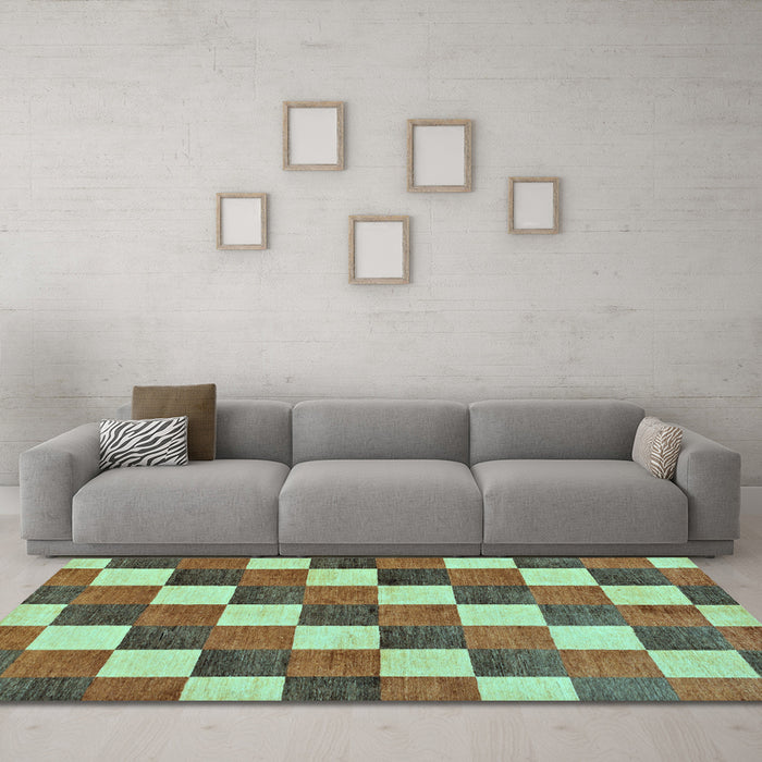 Machine Washable Checkered Light Blue Modern Rug in a Living Room, wshabs98lblu