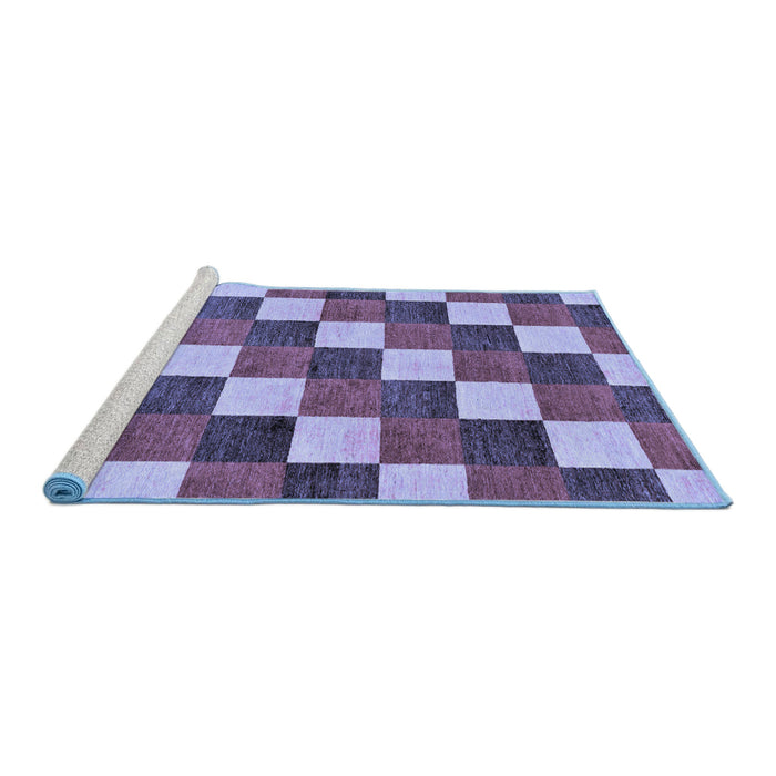 Sideview of Machine Washable Checkered Blue Modern Rug, wshabs98blu