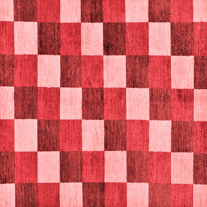 Machine Washable Checkered Red Modern Rug, wshabs98red