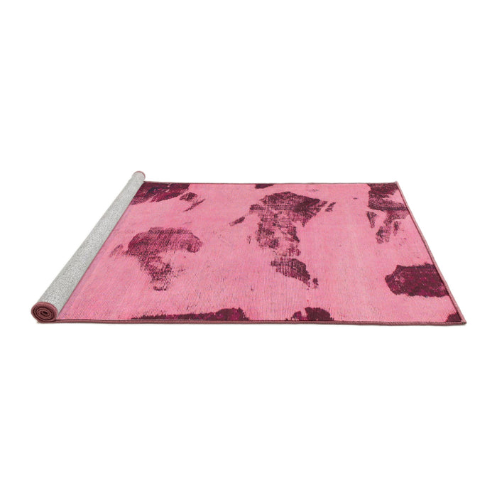Sideview of Machine Washable Abstract Hot Pink Rug, wshabs990
