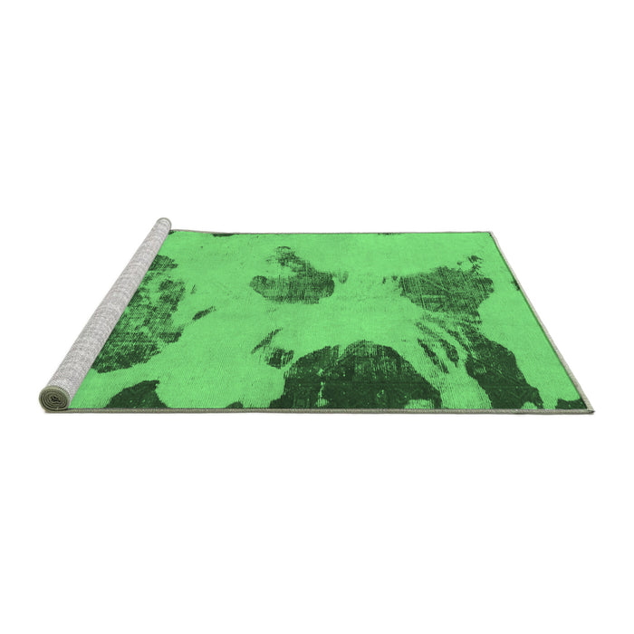 Sideview of Machine Washable Abstract Emerald Green Modern Area Rugs, wshabs990emgrn