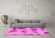 Machine Washable Abstract Pink Modern Rug in a Living Room, wshabs990pnk
