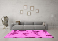 Machine Washable Abstract Pink Modern Rug, wshabs990pnk