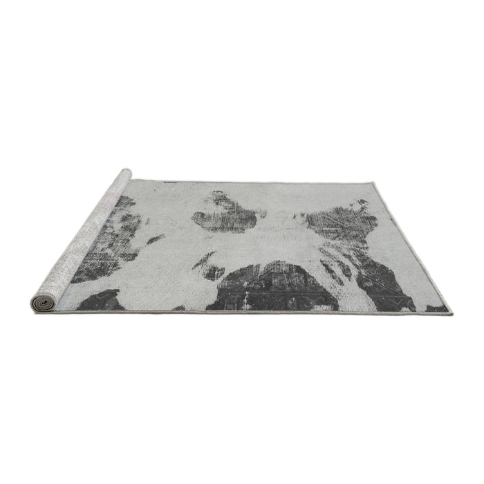 Sideview of Machine Washable Abstract Gray Modern Rug, wshabs990gry