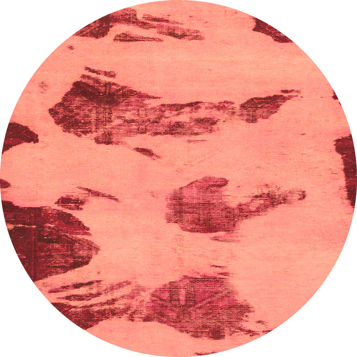 Round Machine Washable Abstract Orange Modern Area Rugs, wshabs990org
