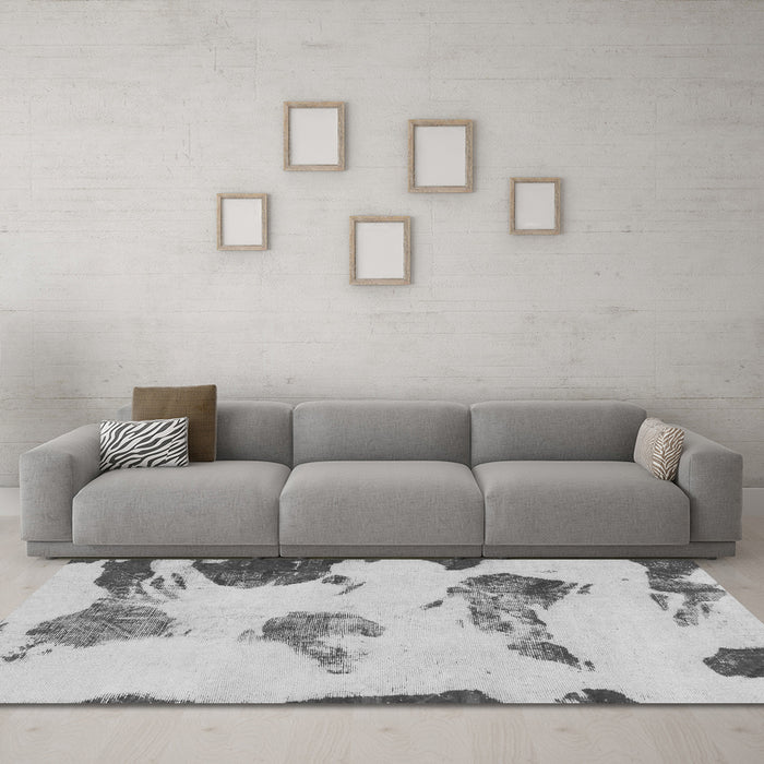 Machine Washable Abstract Gray Modern Rug in a Living Room,, wshabs990gry